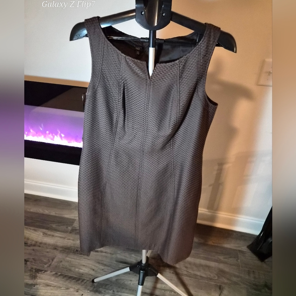 Talbots Petites Silk Blend Sheath Dress & Cropped Jacket Set Brown Size 16P - Picture 6 of 16